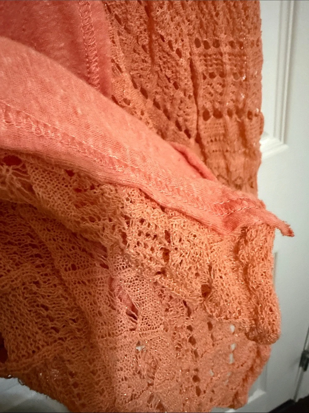 Free People Lightweight Oversized Coral Open-Knit Women's Top
